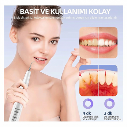 OraluxPro Ultrasonik Diş Taşı Temizleme Cihazı – LED Işıklı, 5 Mod, 3 Yedek Başlık