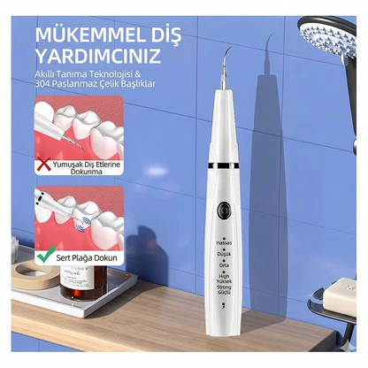 OraluxPro Ultrasonik Diş Taşı Temizleme Cihazı – LED Işıklı, 5 Mod, 3 Yedek Başlık